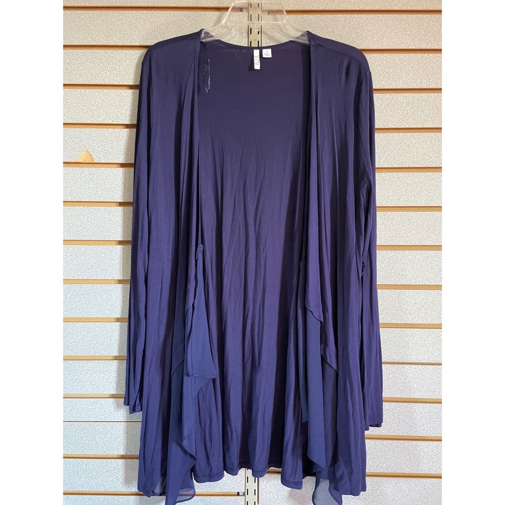 ELLE Women's XL Open Front Cardigan Draped Lightweight Purple Casual‎